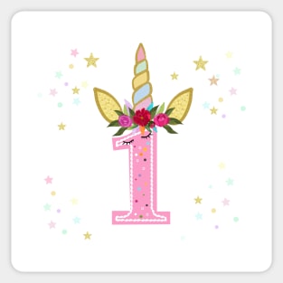 First birthday One Unicorn birthday Sticker